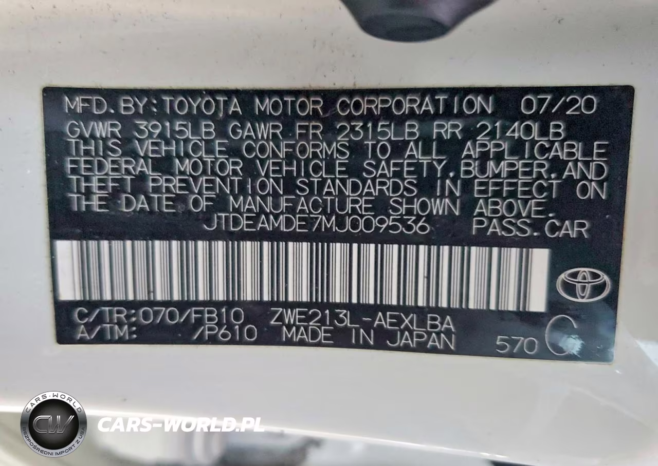 2021 Toyota Corolla Le VIN:JTDEAMDE7MJ009536 - 13