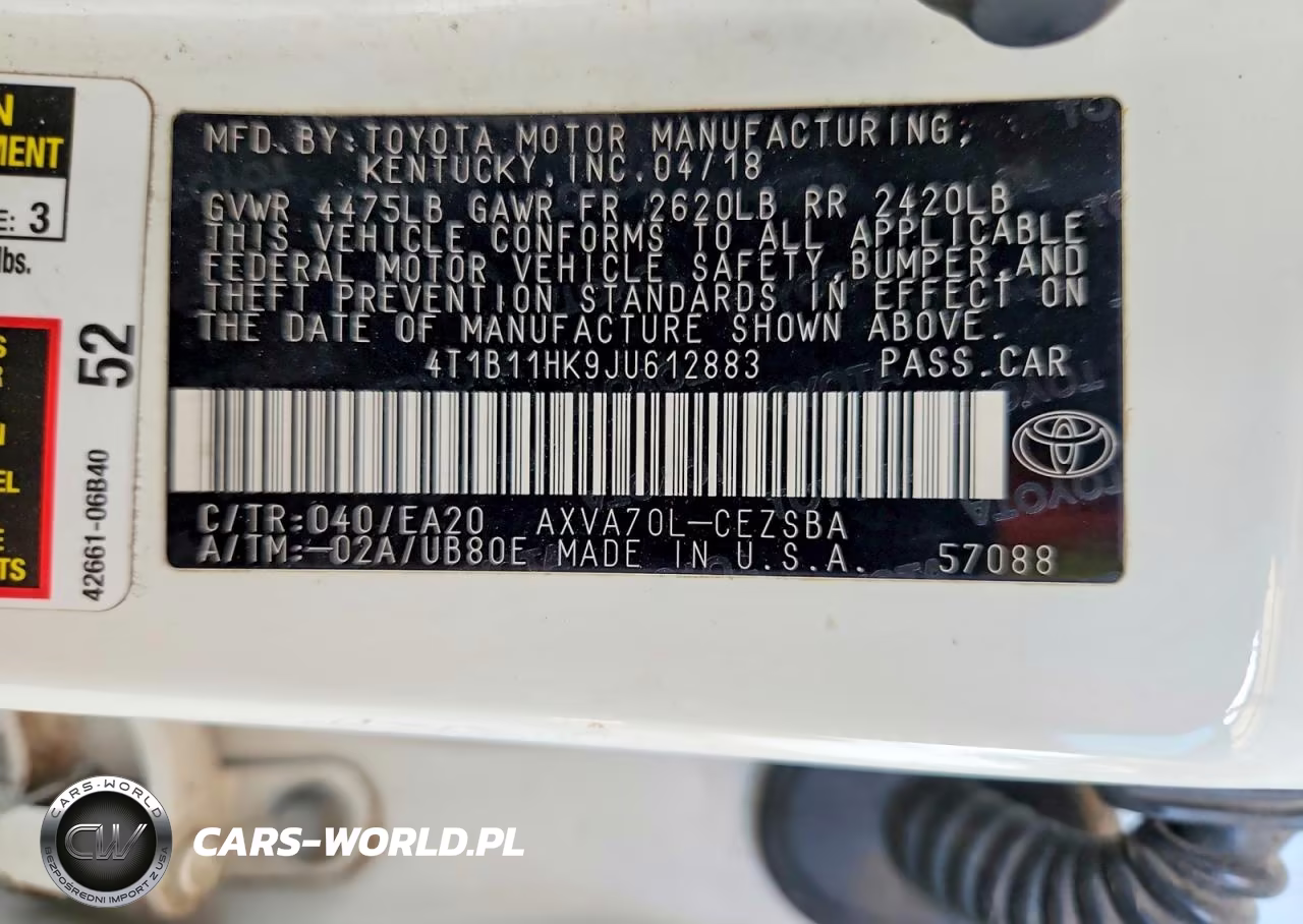 2018 Toyota Camry Se VIN:4T1B11HK9JU612883 - 12