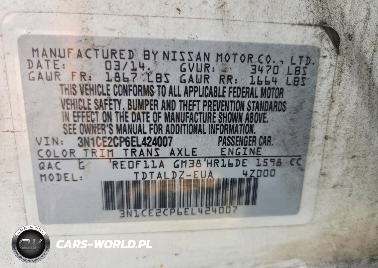 2014 Nissan Versa Note Sv VIN:3N1CE2CP6EL424007 - 12