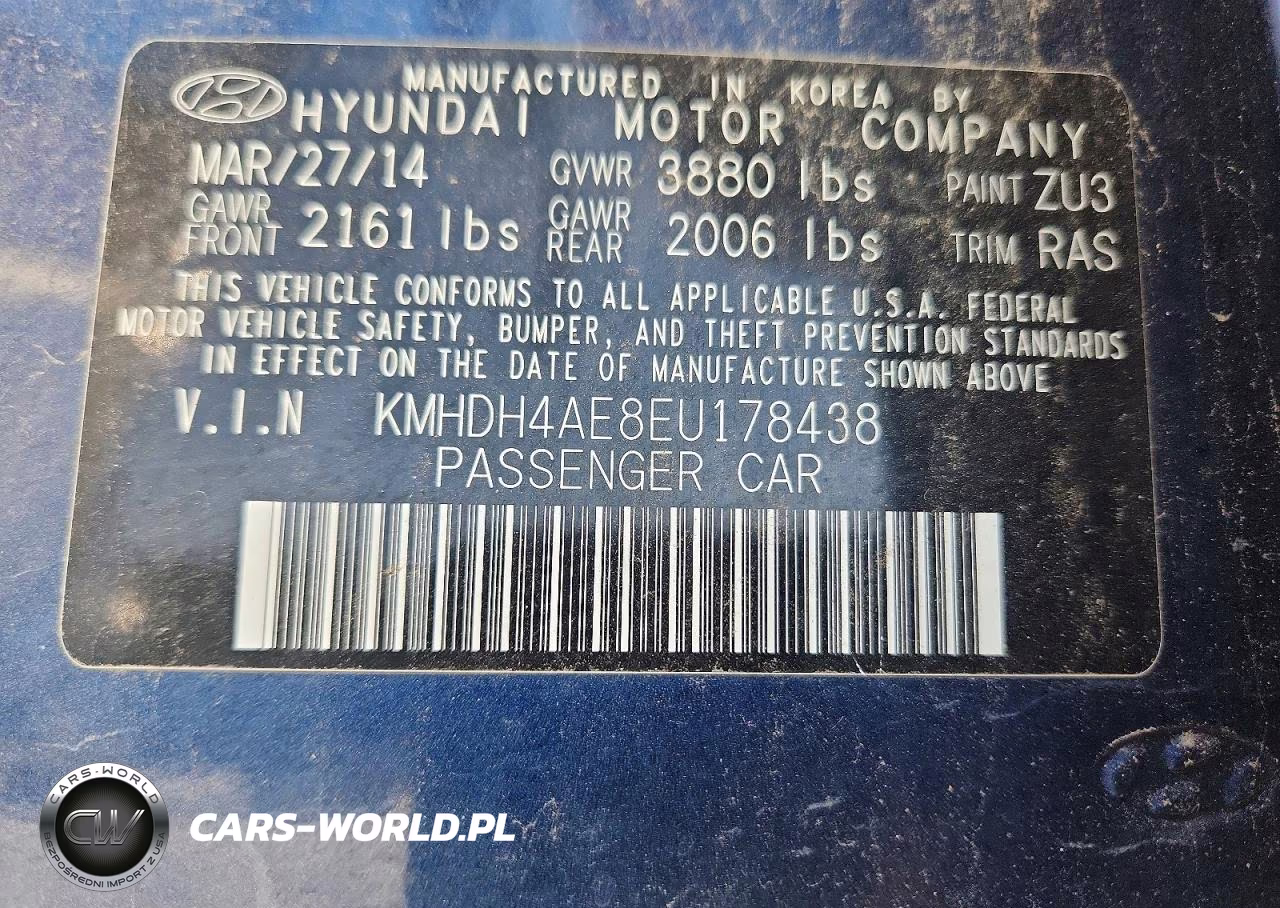 2014 Hyundai Elantra Se VIN:KMHDH4AE8EU178438 - 12