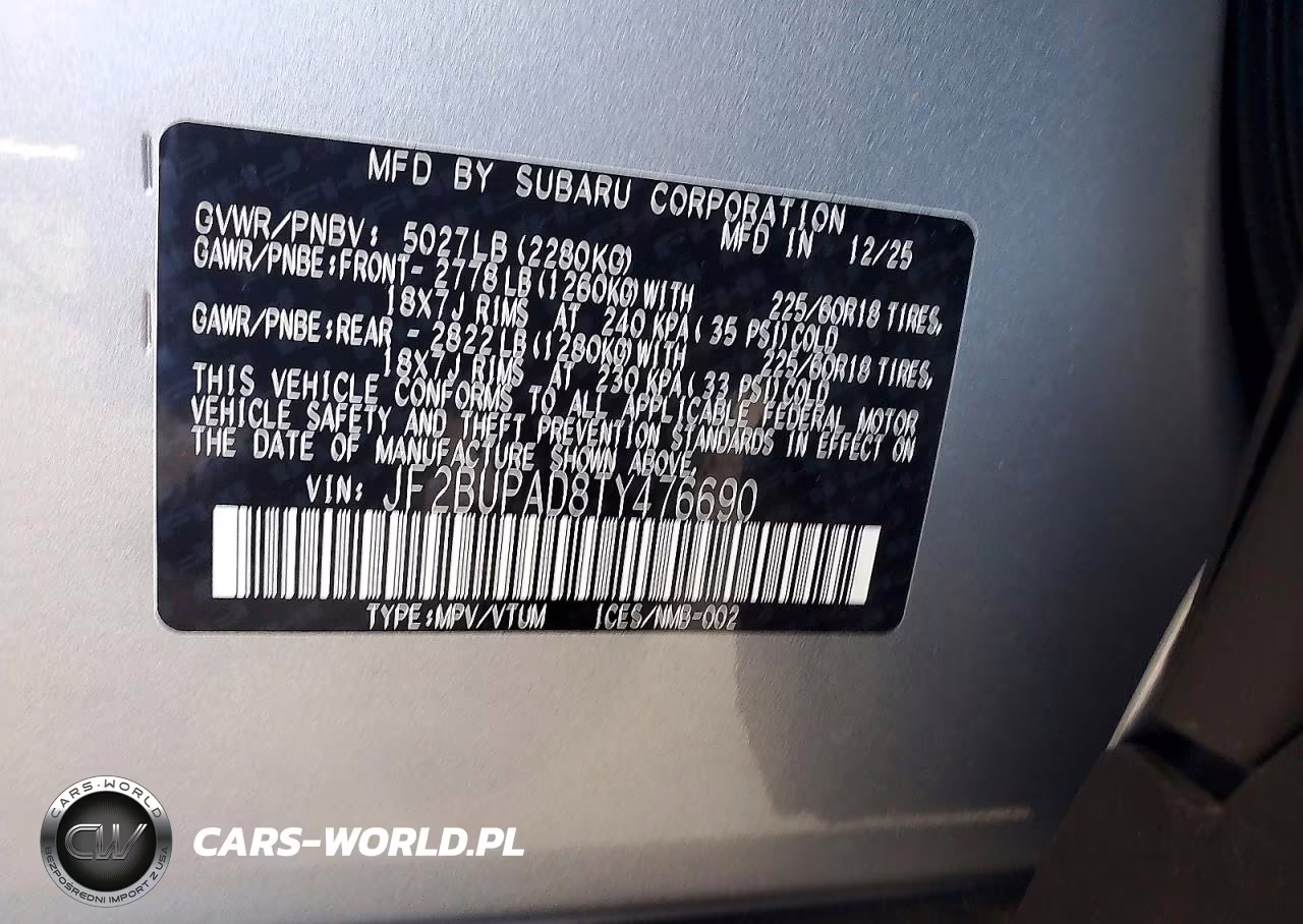 2026 Subaru Outback Premium VIN:JF2BUPAD8TY476690 - 12