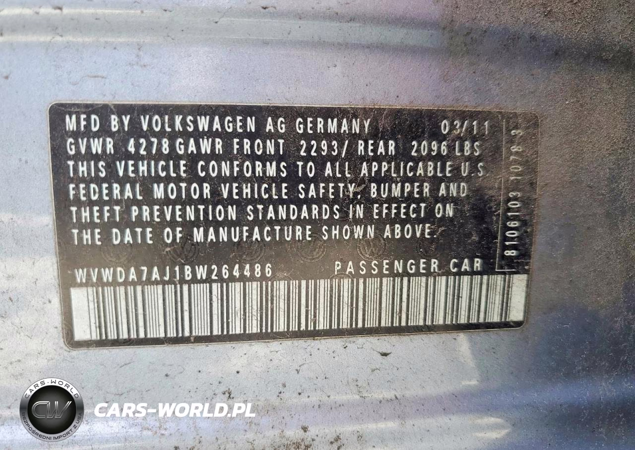 2011 Volkswagen Golf VIN:WVWDA7AJ1BW264486 - 12