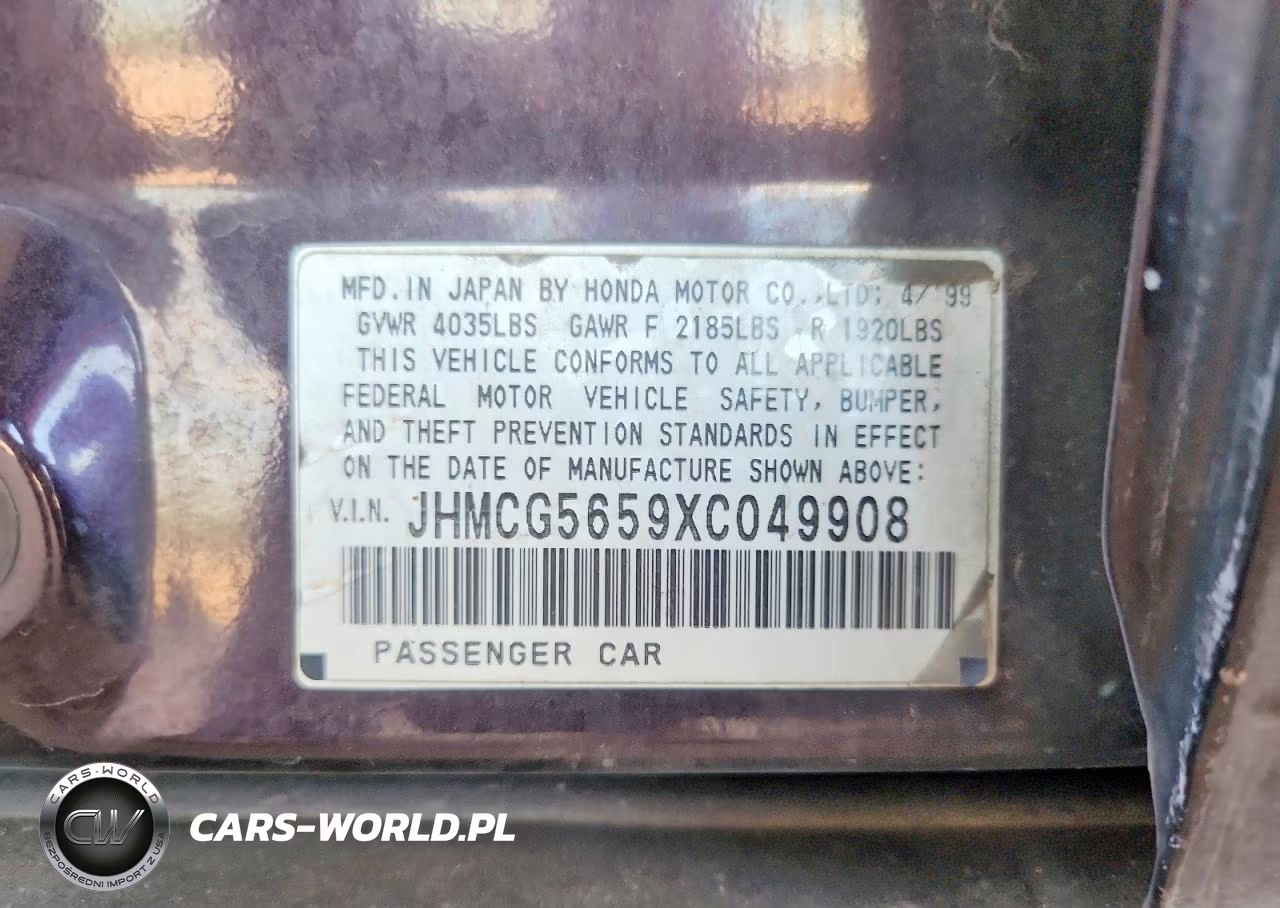 1999 Honda Accord Ex VIN:JHMCG5659XC049908 - 13