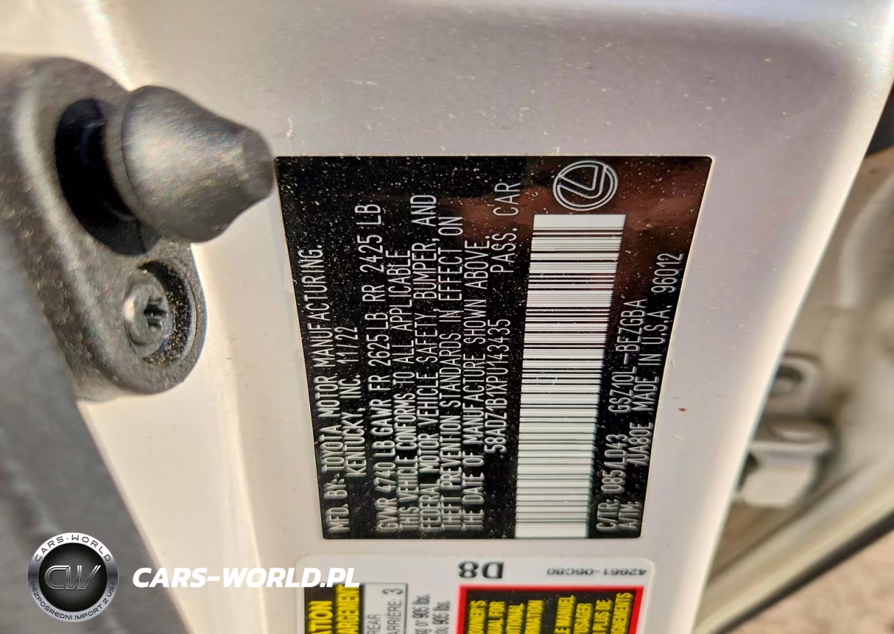 2023 Lexus Es 350 Base VIN:58ADZ1B1XPU143435 - 12