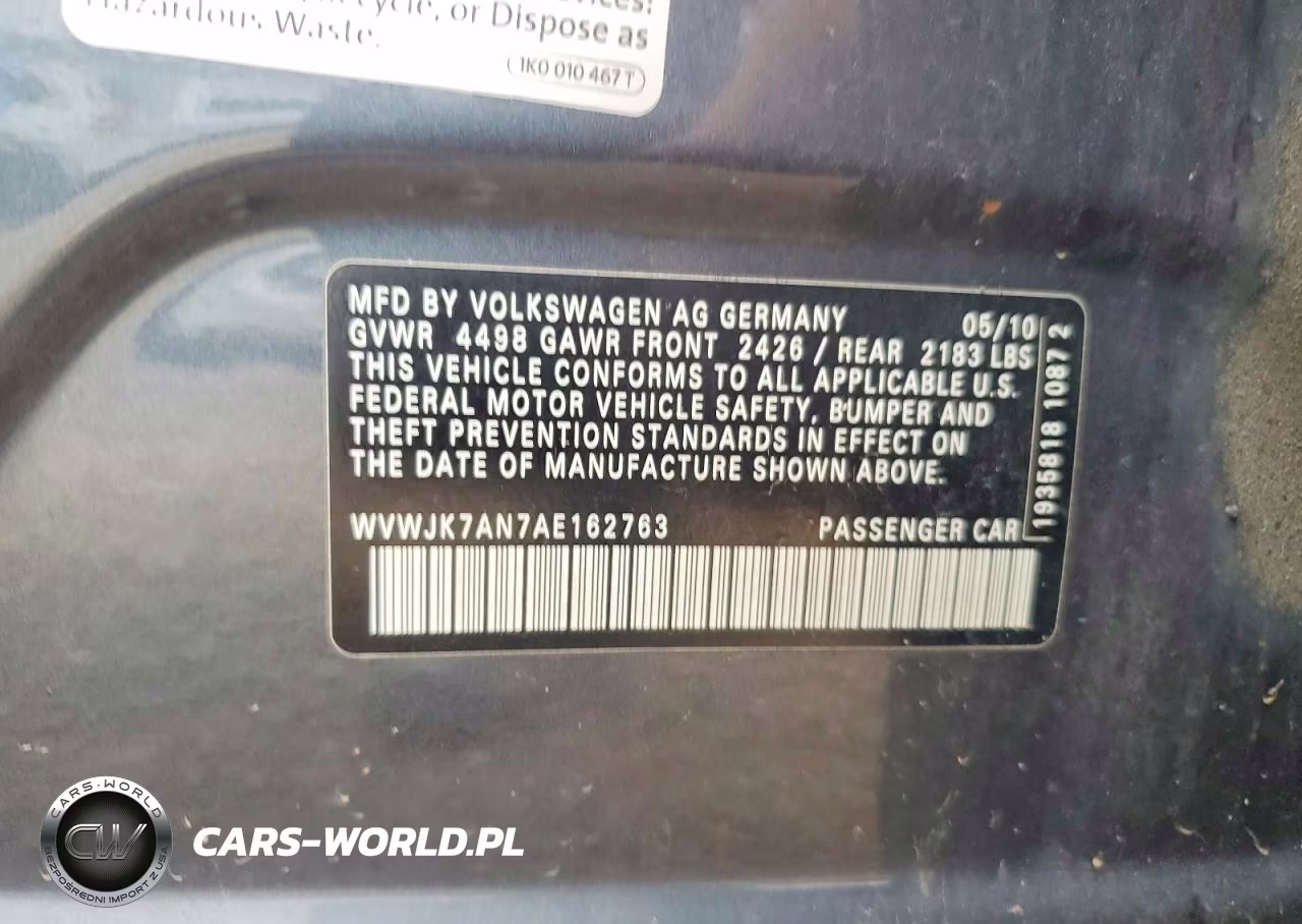 2010 Volkswagen Passat Komfort VIN:WVWJK7AN7AE162763 - 13
