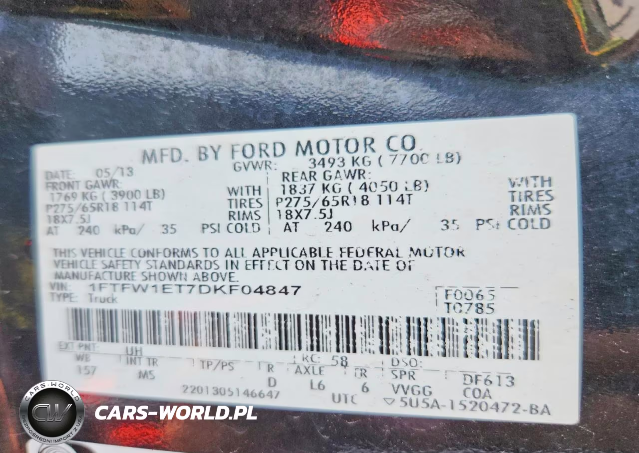 2013 Ford F150 Supercrew VIN:1FTFW1ET7DKF04847 - 13