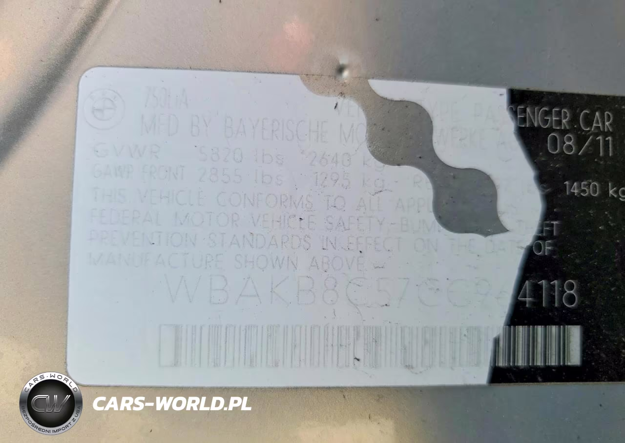 2012 BMW 750 Li VIN:WBAKB8C57CC964118 - 12