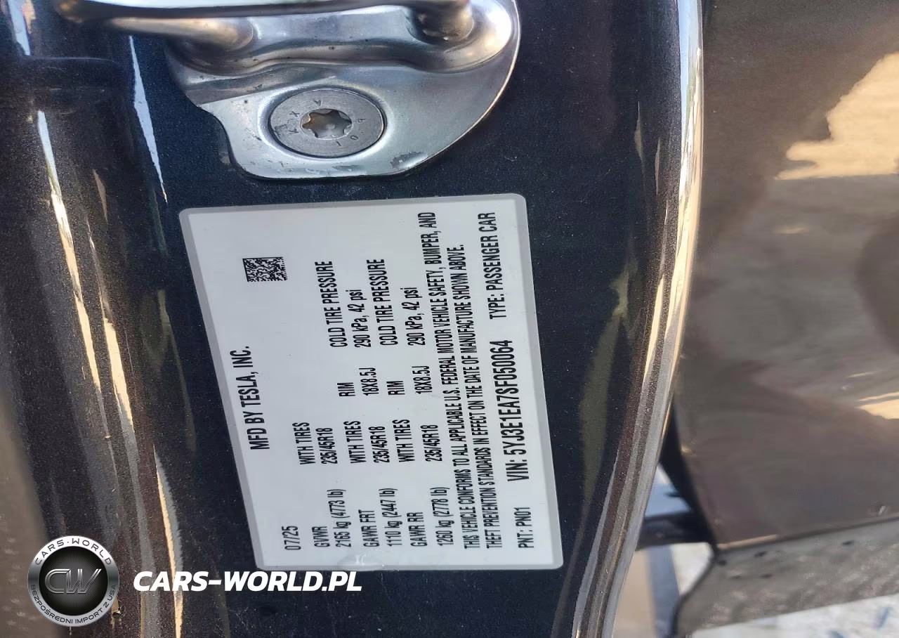 2025 Tesla Model 3 VIN:5YJ3E1EA7SF050064 - 12