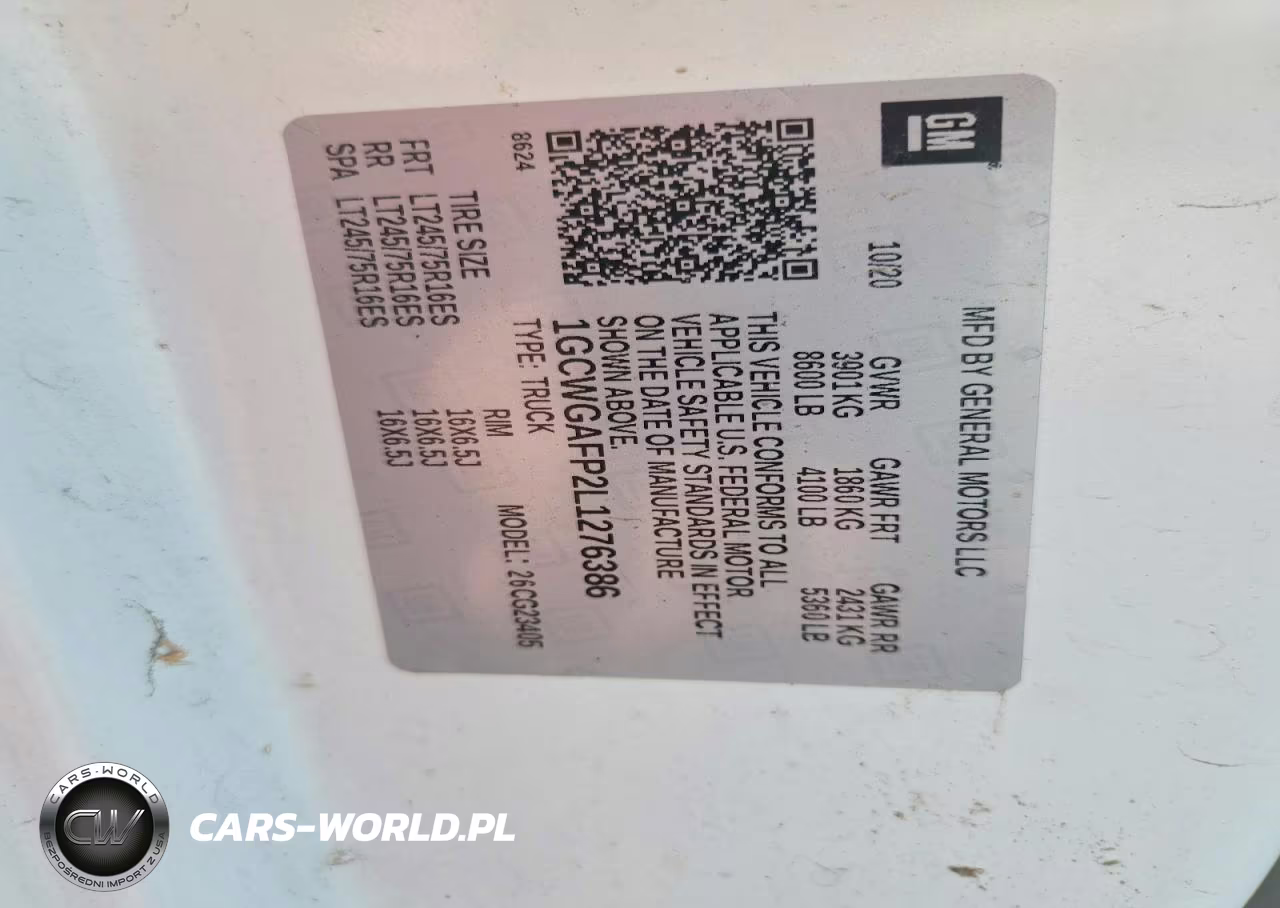 2020 Chevrolet Express G2500 VIN:1GCWGAFP2L1276386 - 13