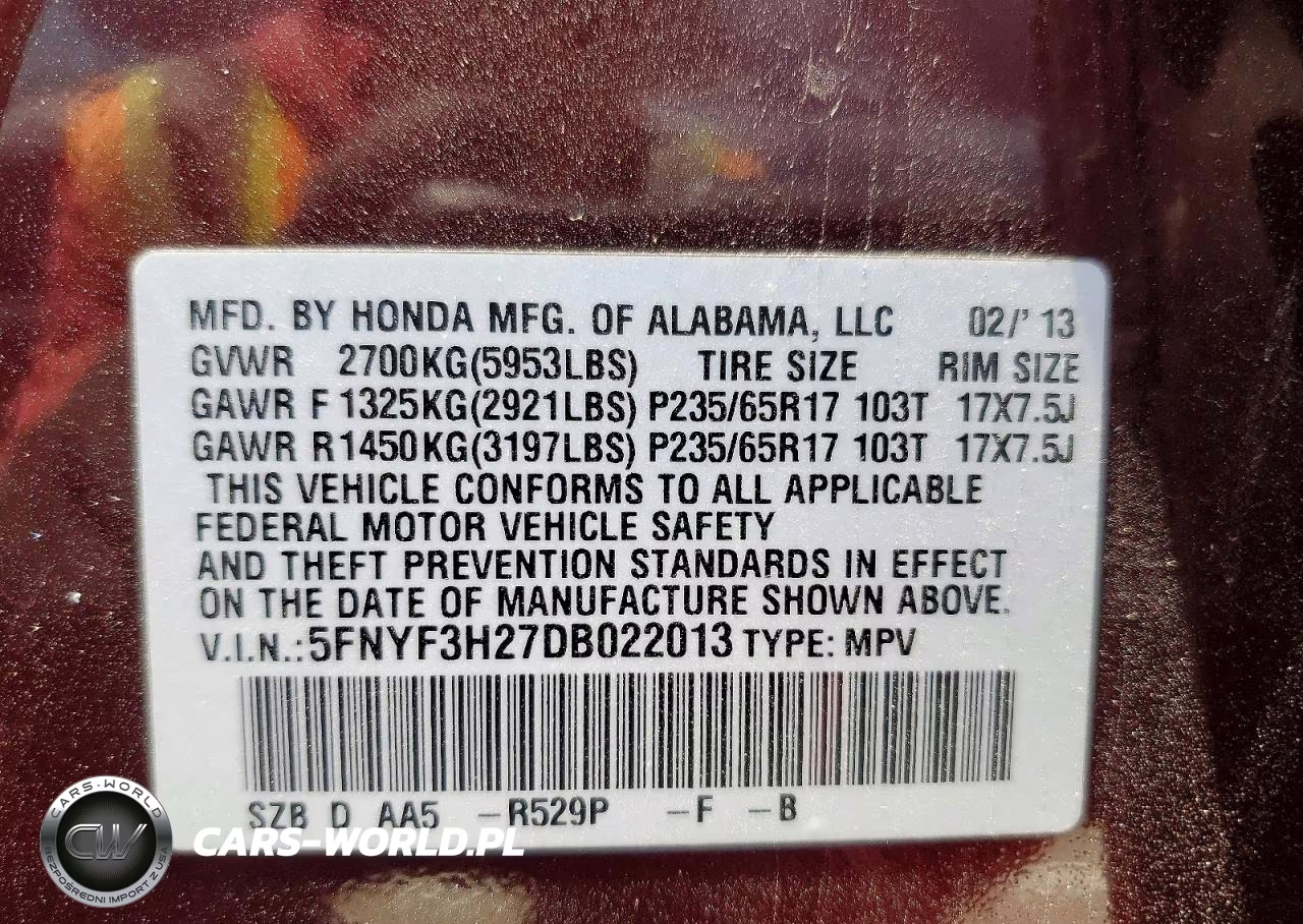 2013 Honda Pilot Lx VIN:5FNYF3H27DB022013 - 13