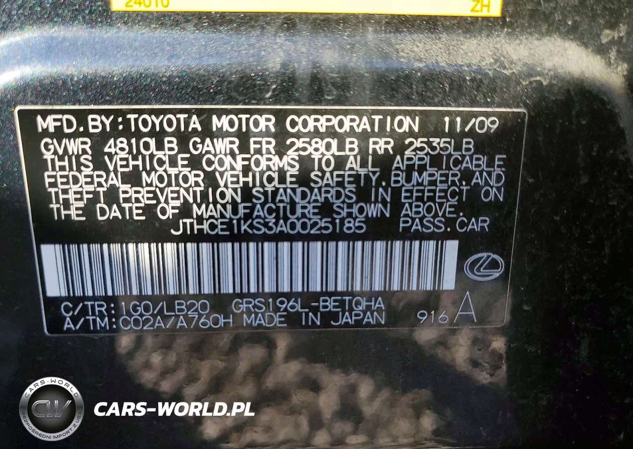 2011 Lexus Gs 350 VIN:JTHCE1KS3A0025185 - 12