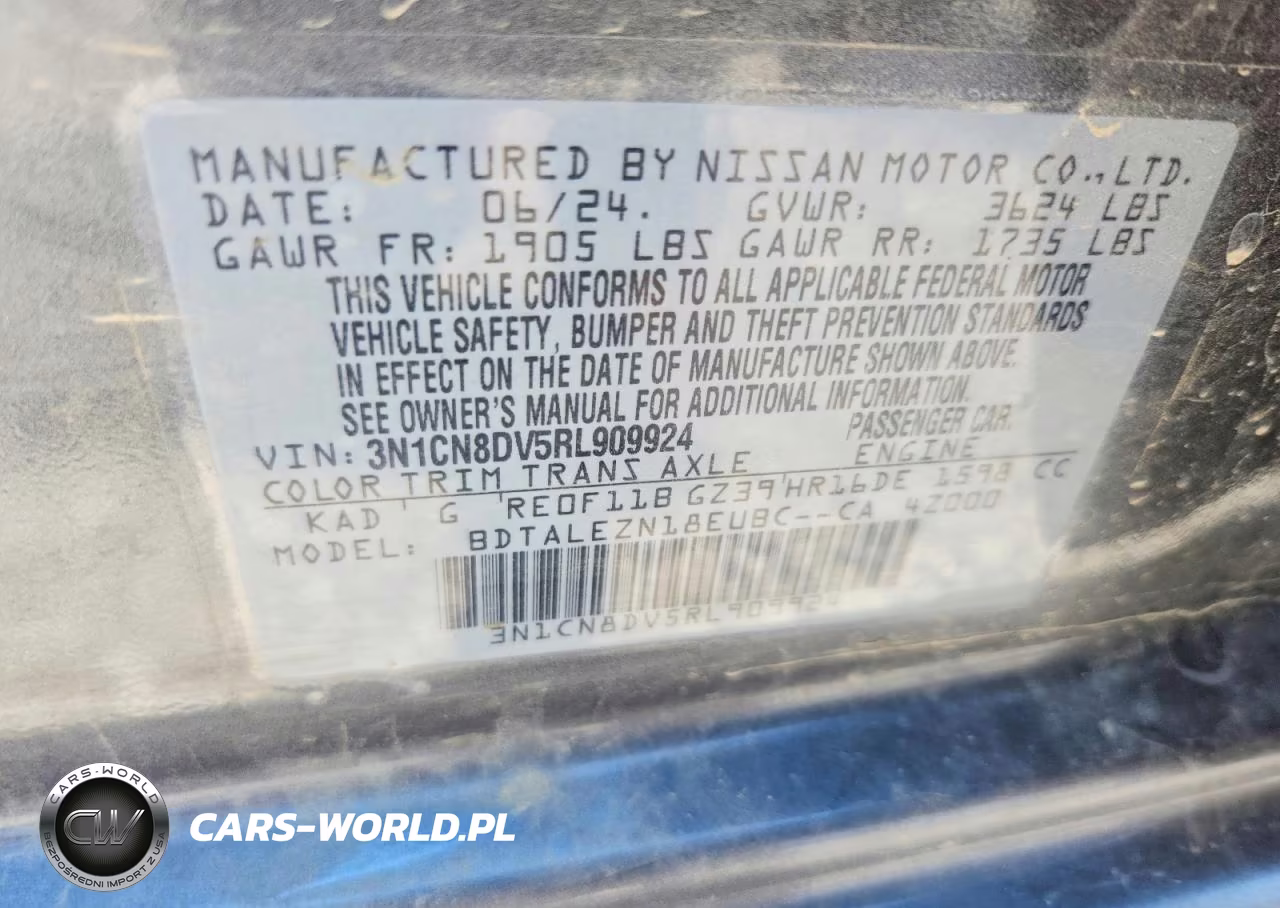 2024 Nissan Versa S VIN:3N1CN8DV5RL909924 - 12