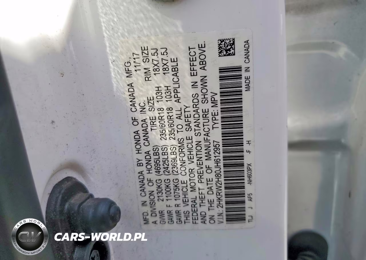 2018 Honda Cr-V Exl VIN:2HKRW2H80JH612957 - 13
