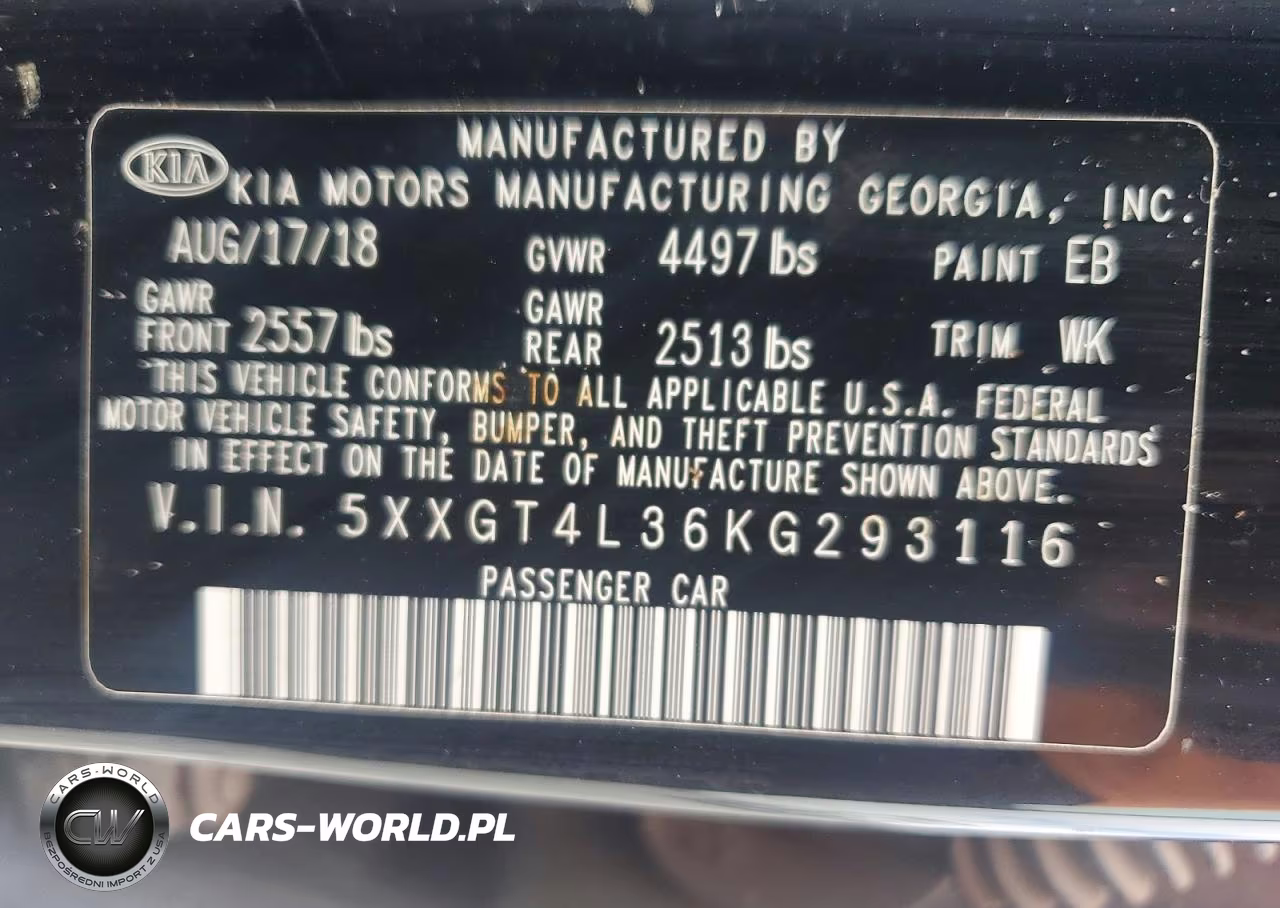 2019 Kia Optima S VIN:5XXGT4L36KG293116 - 13