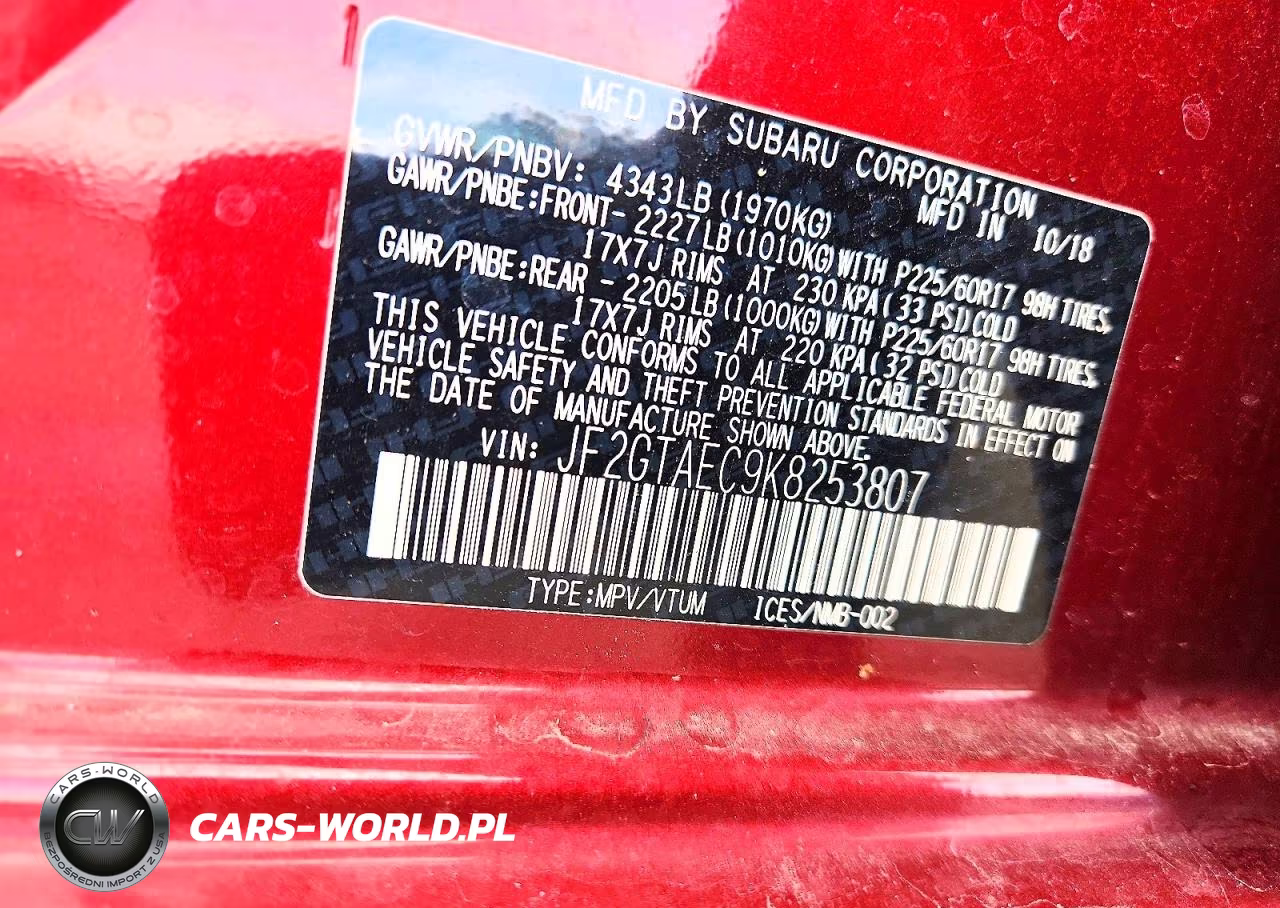 2019 Subaru Crosstrek Premium VIN:JF2GTAEC9K8253807 - 14