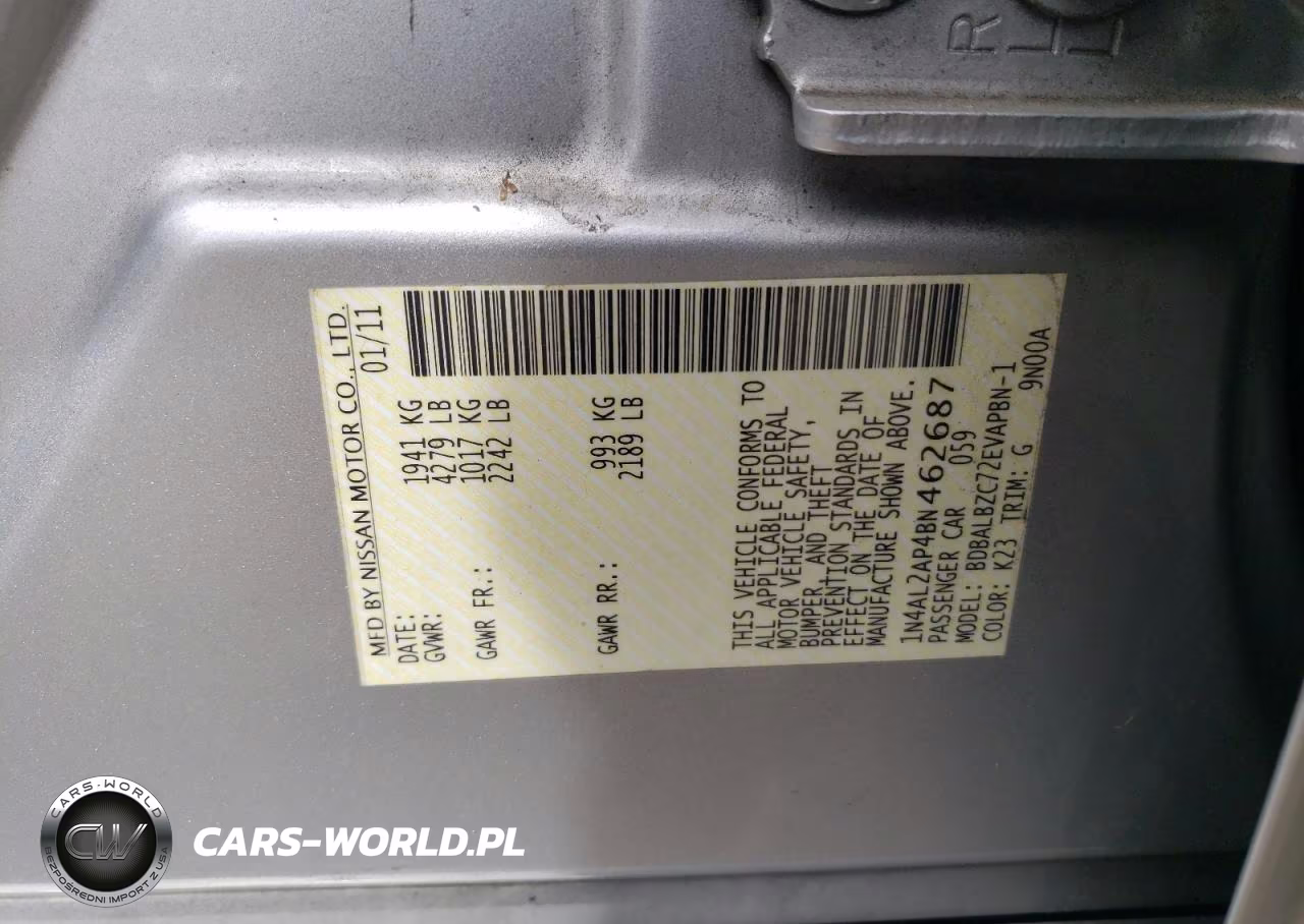 2011 Nissan Altima Base VIN:1N4AL2AP4BN462687 - 12