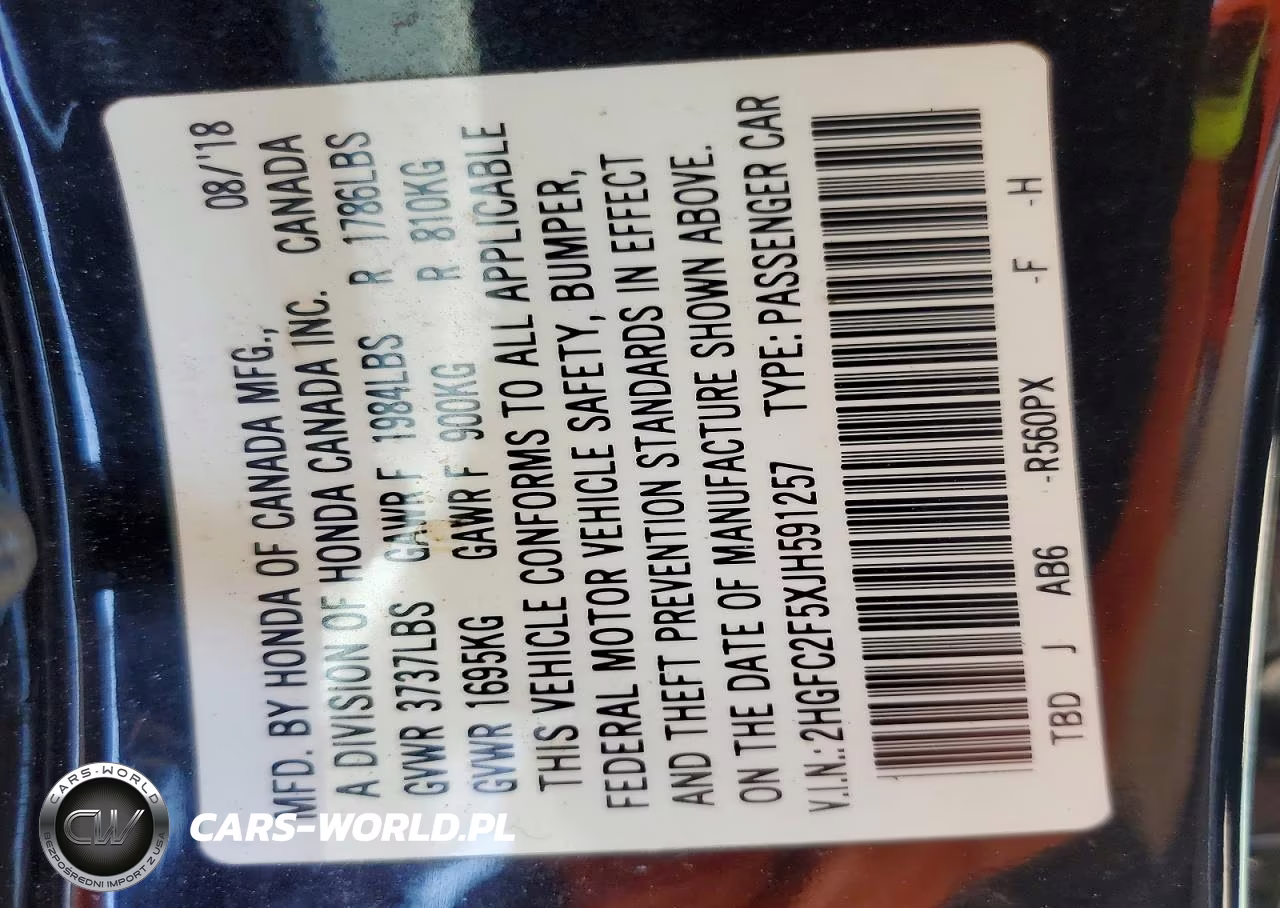 2018 Honda Civic Lx VIN:2HGFC2F5XJH591257 - 12