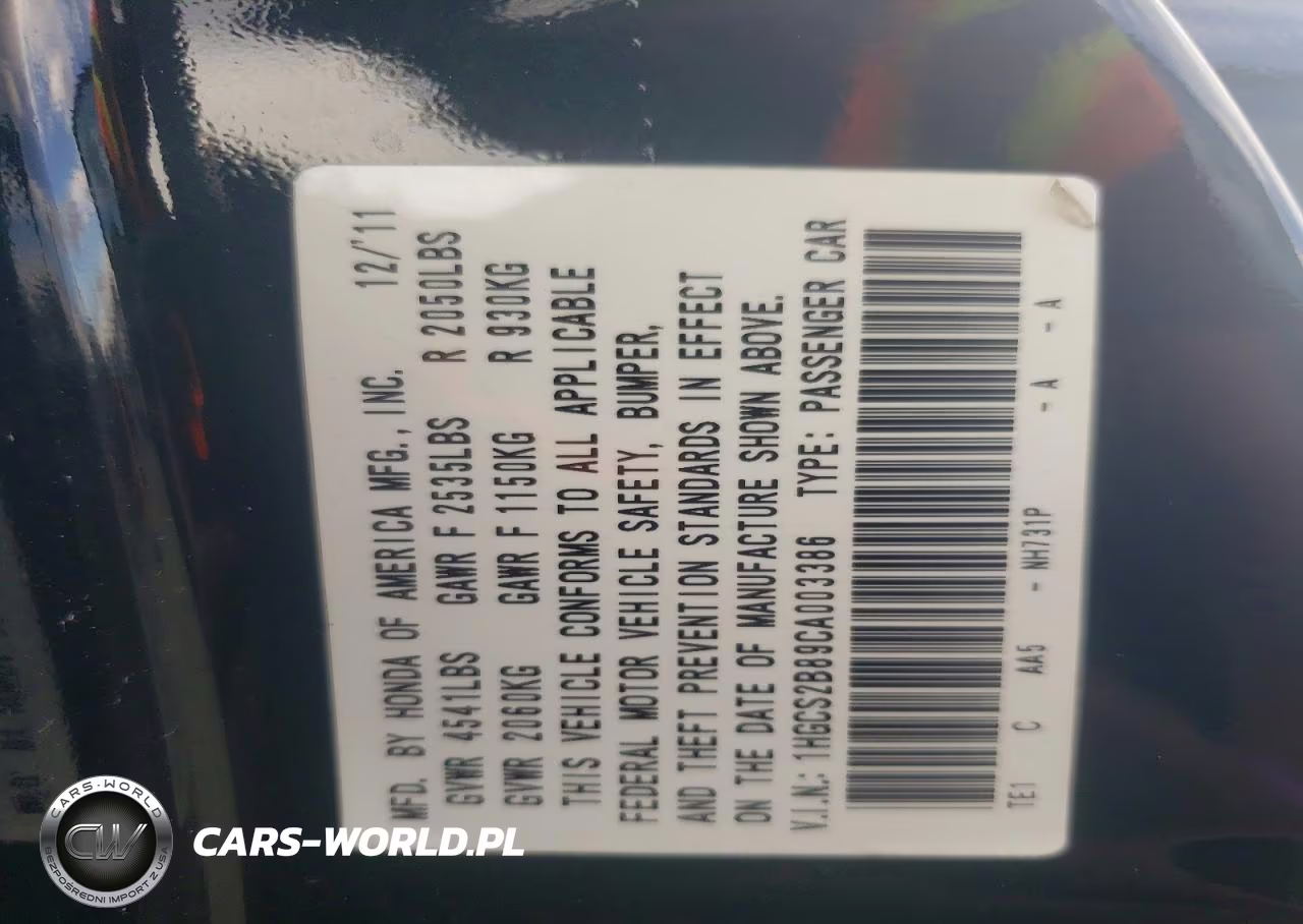 2012 Honda Accord Exl VIN:1HGCS2B89CA003386 - 13