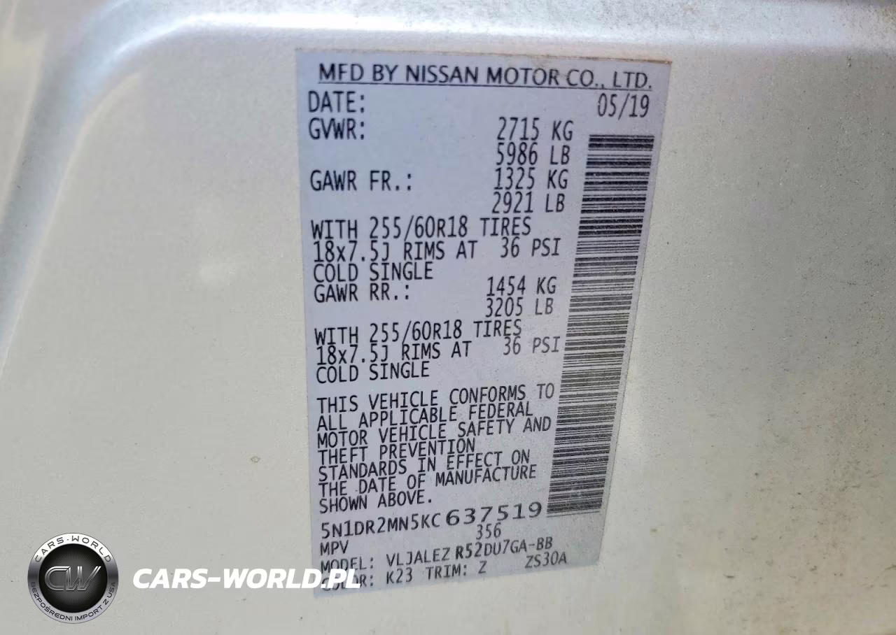 2019 Nissan Pathfinder Sv VIN:5N1DR2MN5KC637519 - 14