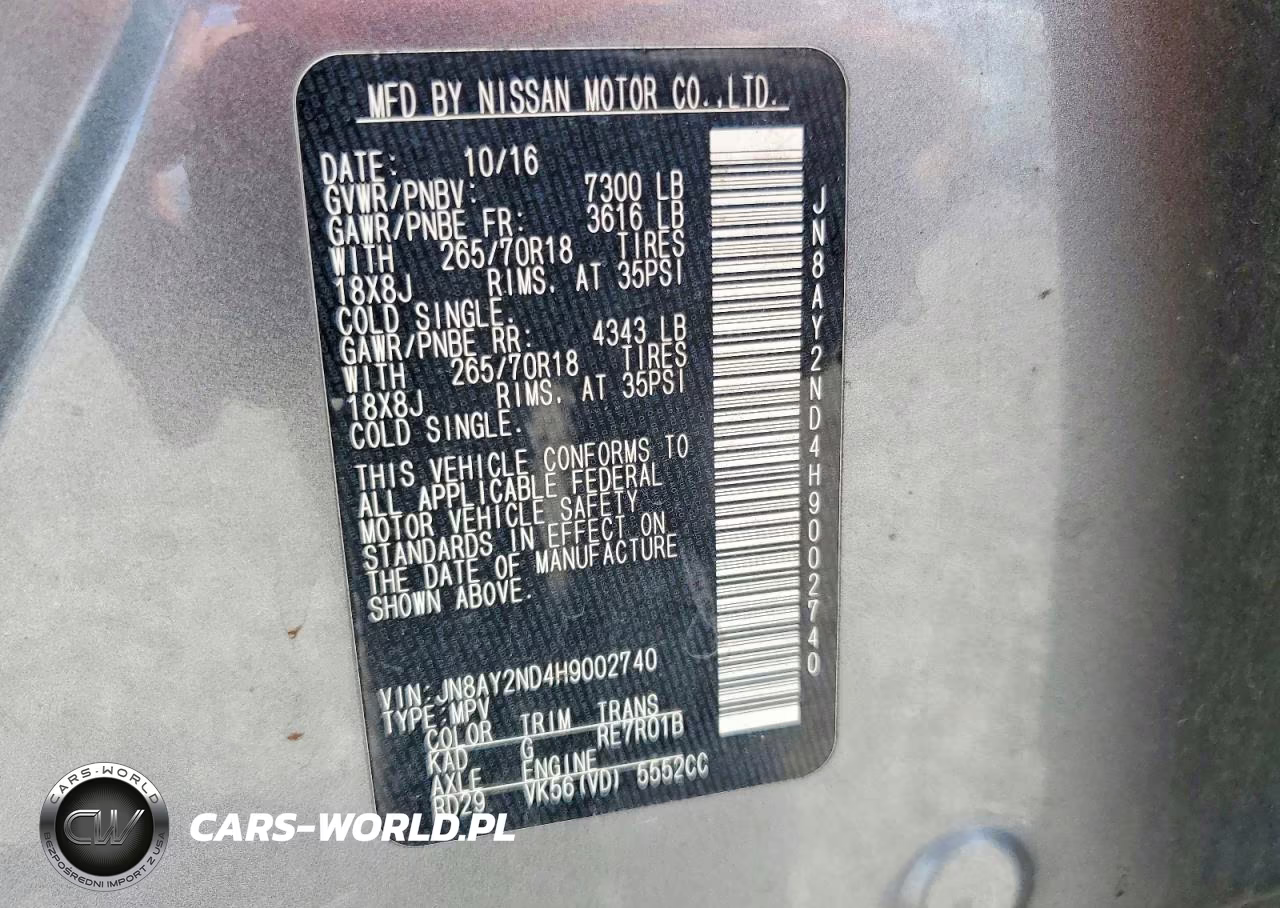 2017 Nissan Armada Sv VIN:JN8AY2ND4H9002740 - 13