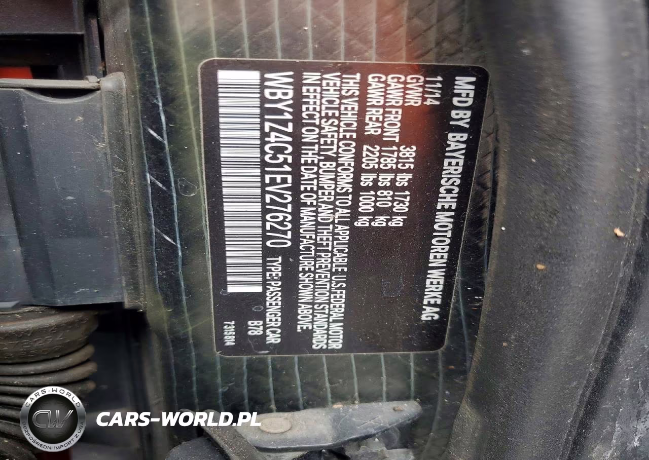 2014 BMW I3 Rex VIN:WBY1Z4C51EV276270 - 12