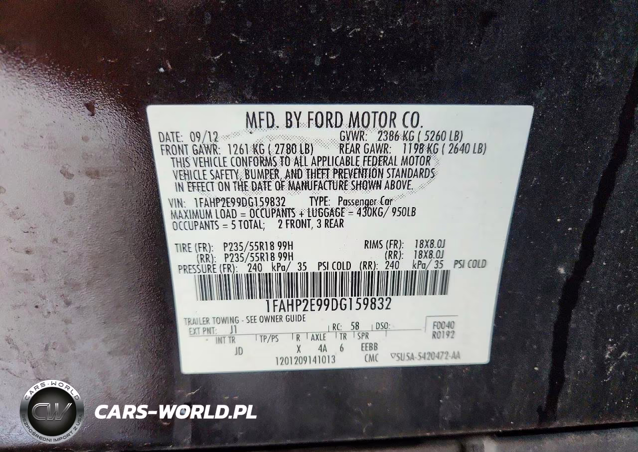 2013 Ford Taurus Sel VIN:1FAHP2E99DG159832 - 13