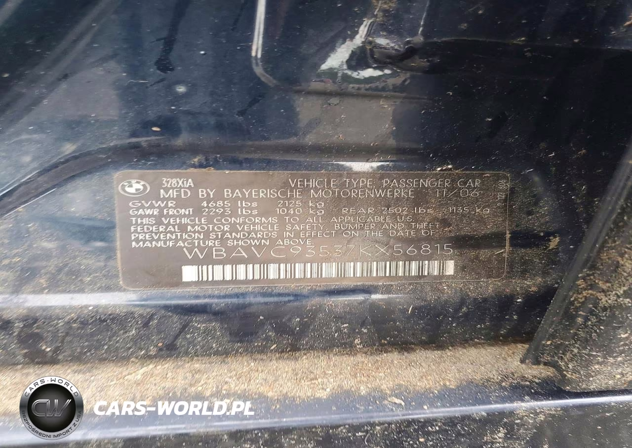2007 BMW 328 Xi VIN:WBAVC93537KX56815 - 12