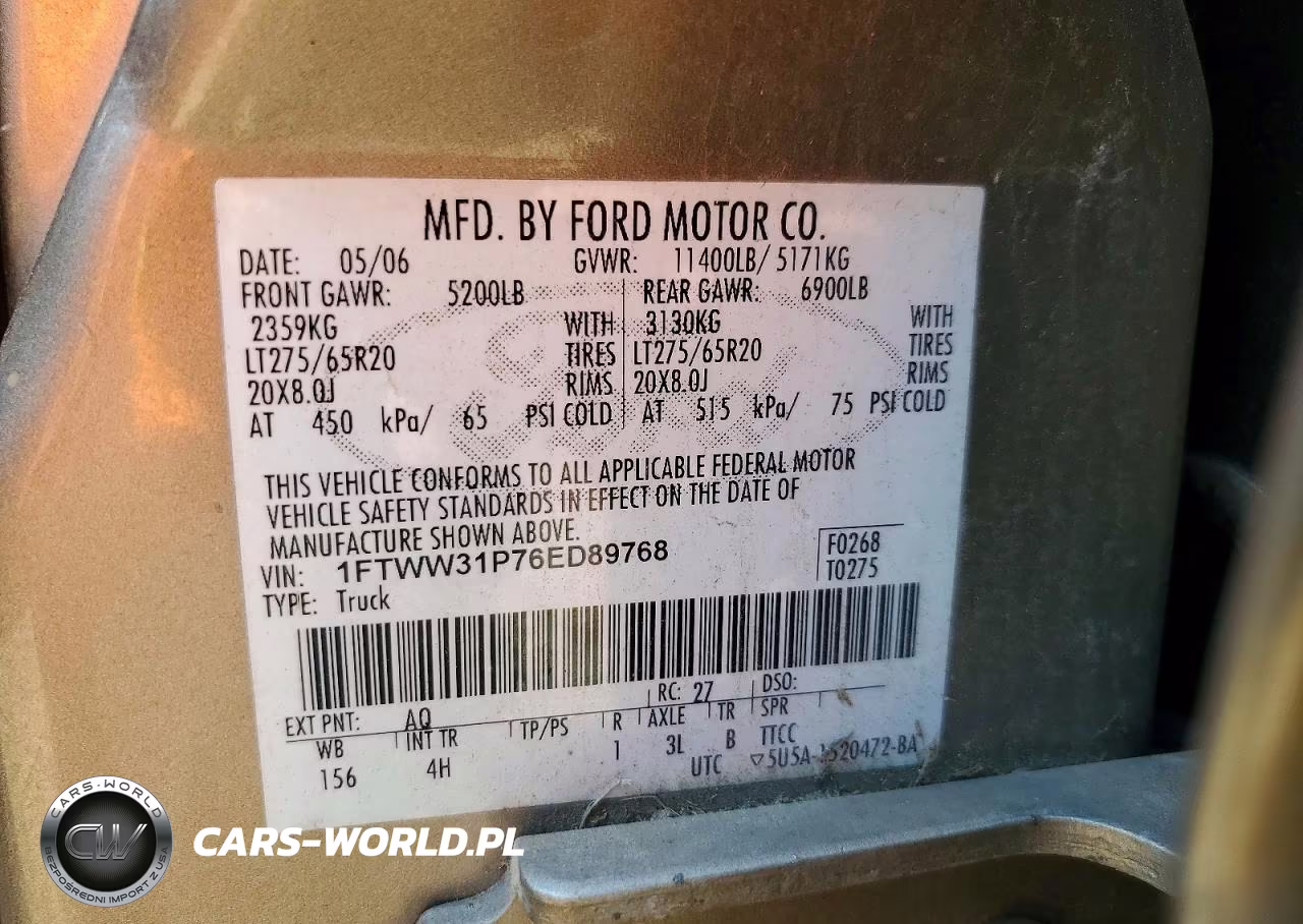 2006 Ford F350 Srw Super Duty VIN:1FTWW31P76ED89768 - 13