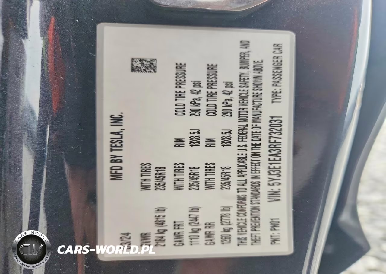 2024 Tesla Model 3 VIN:5YJ3E1EA3RF732031 - 13