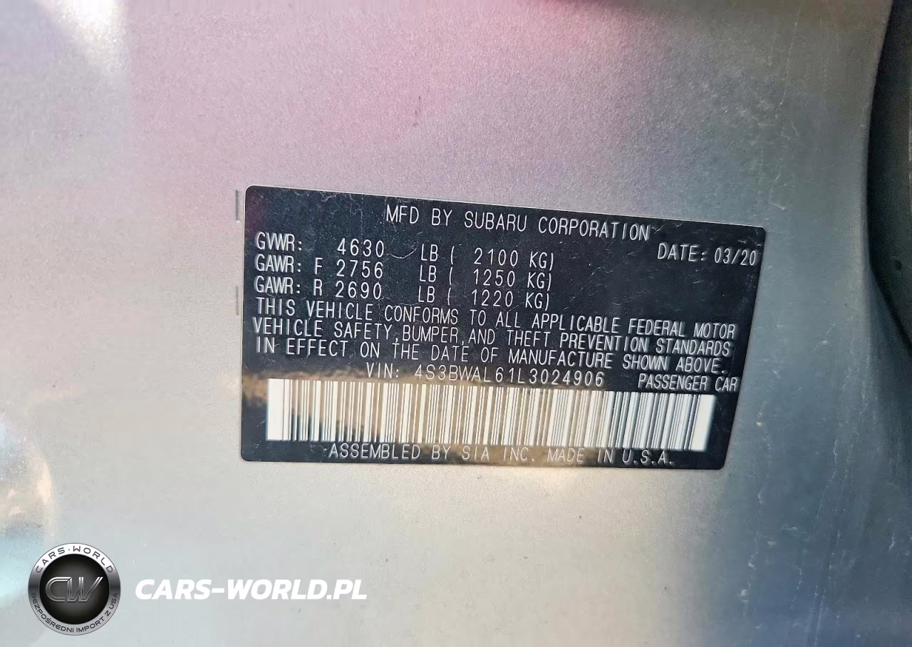 2020 Subaru Legacy Limited VIN:4S3BWAL61L3024906 - 12