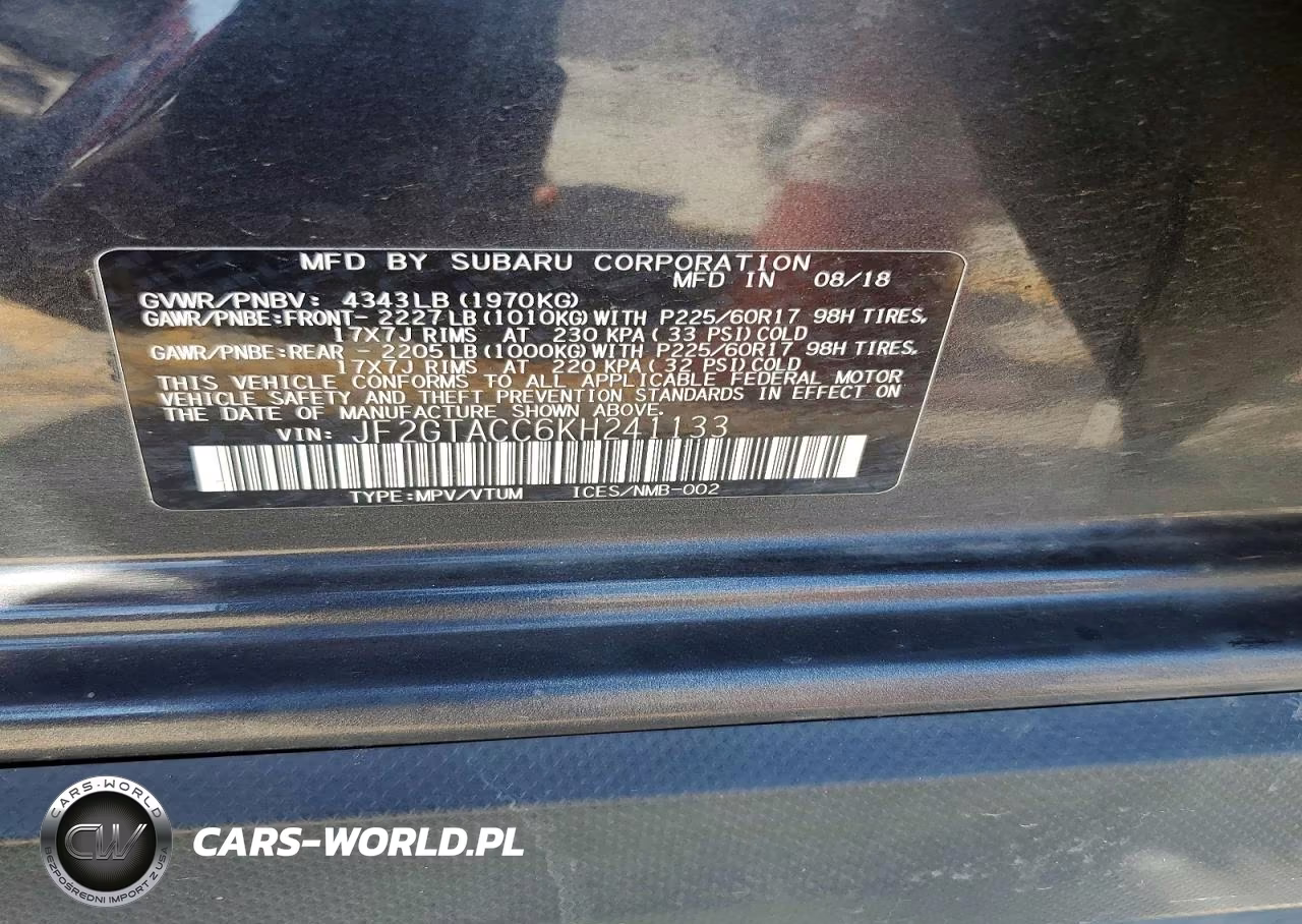 2019 Subaru Crosstrek Premium VIN:JF2GTACC6KH241133 - 13