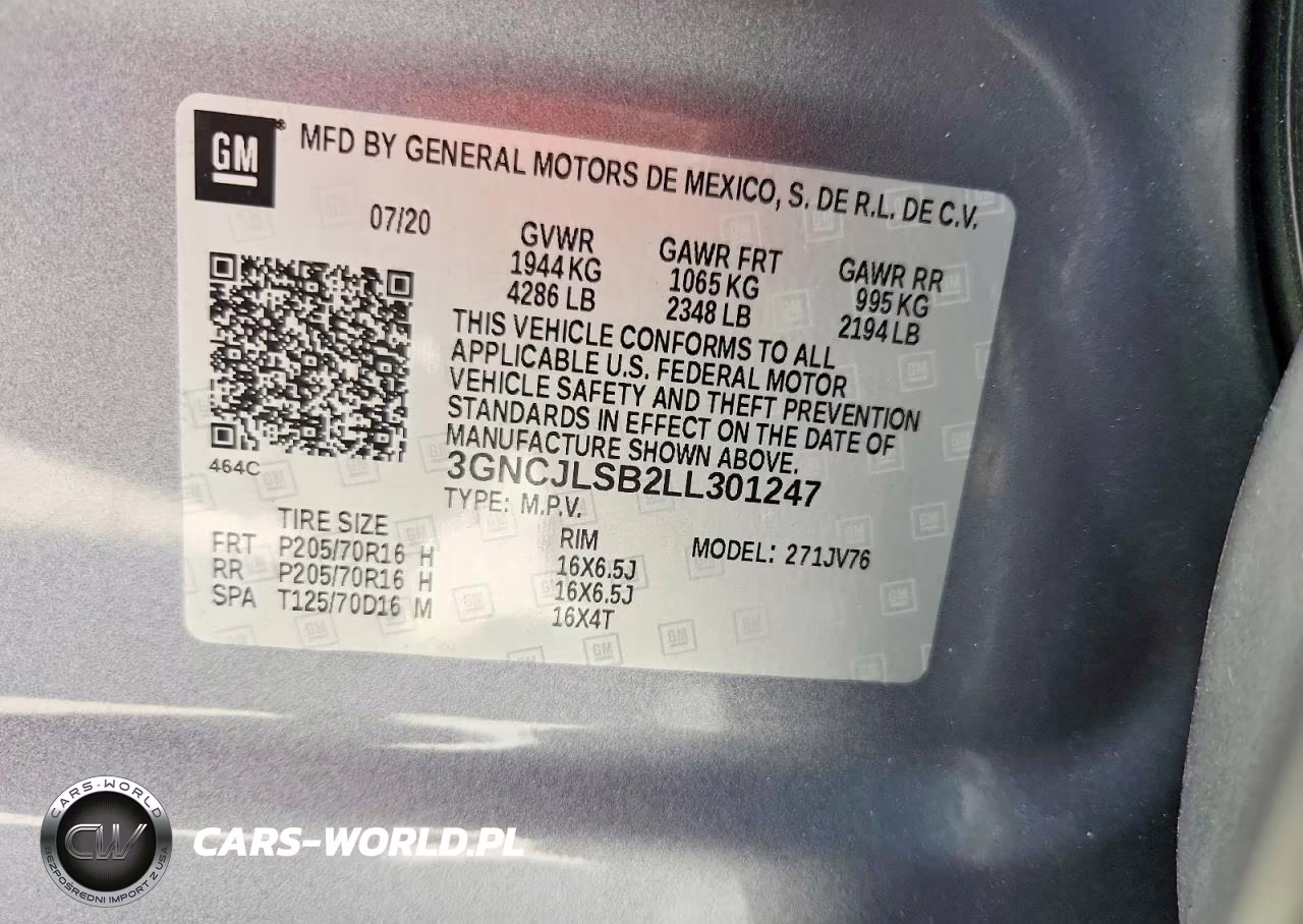 2020 Chevrolet Trax 1Lt VIN:3GNCJLSB2LL301247 - 14