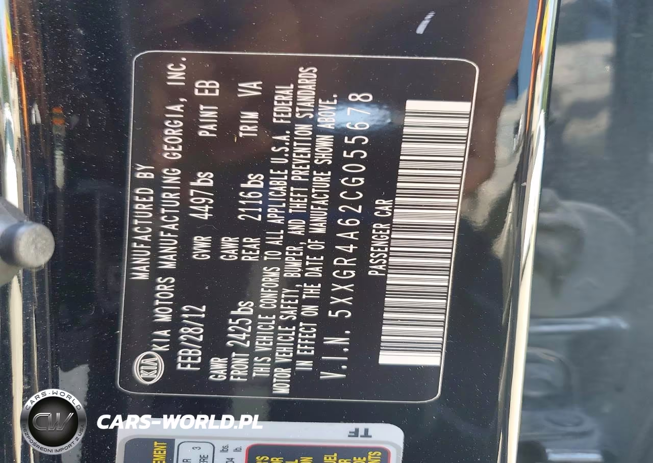 2012 Kia Optima Sx VIN:5XXGR4A62CG055678 - 13