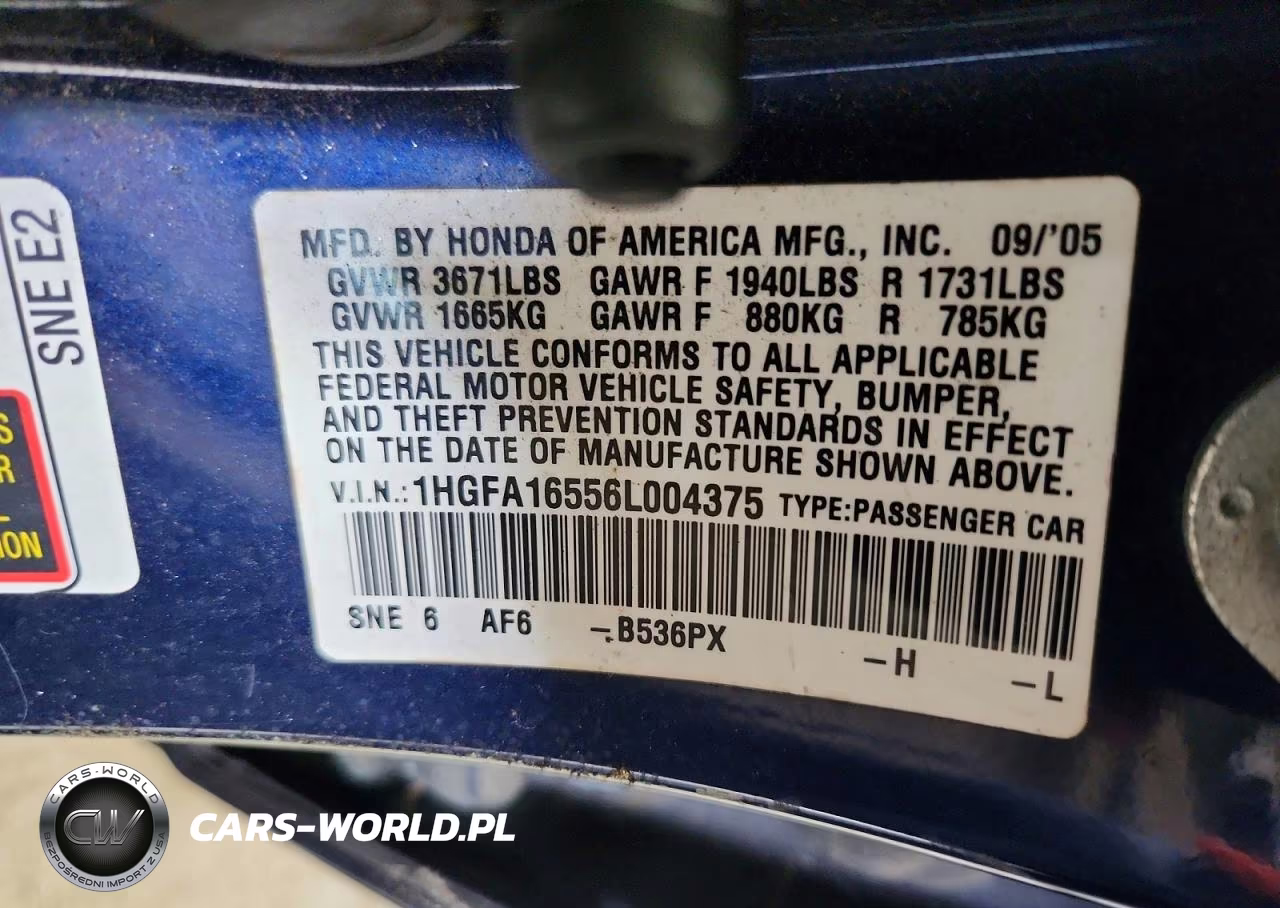 2006 Honda Civic Lx VIN:1HGFA16556L004375 - 12