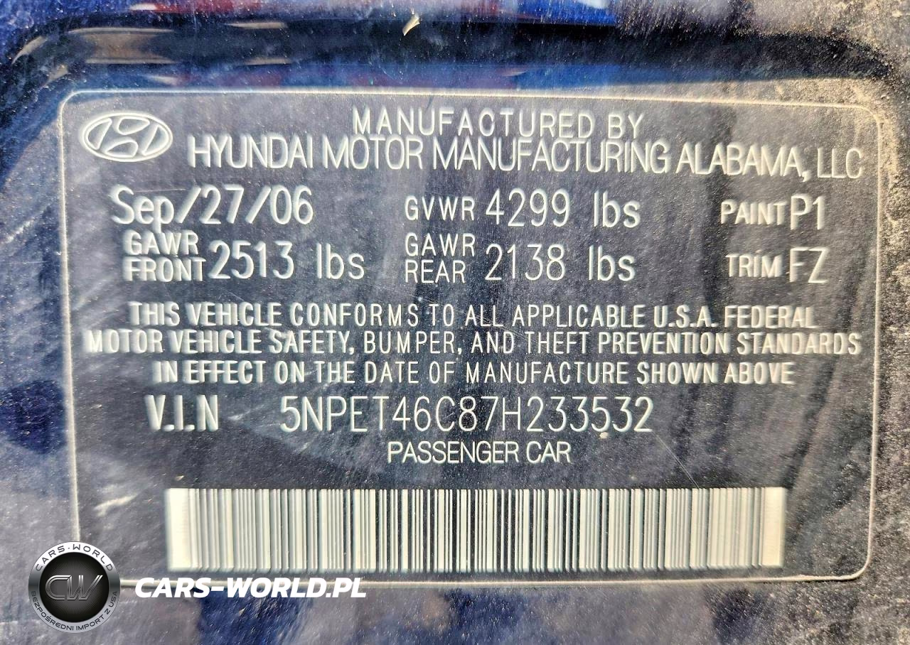 2007 Hyundai Sonata Gls VIN:5NPET46C87H233532 - 13