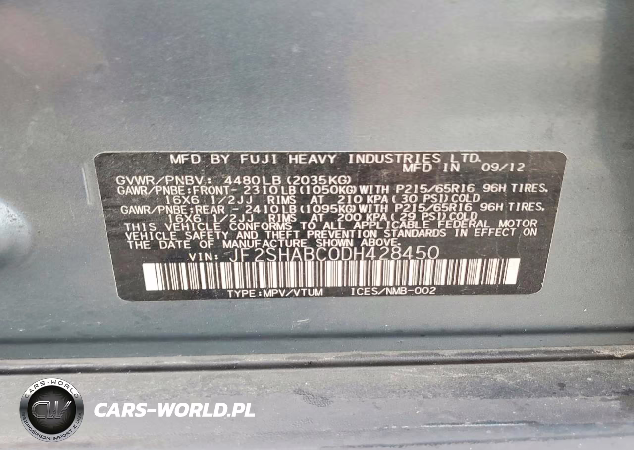 2013 Subaru Forester 2.5X VIN:JF2SHABC0DH428450 - 13
