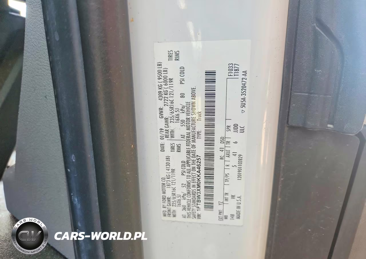 2019 Ford Transit T-350 VIN:1FTBW3XM0KKA46257 - 12