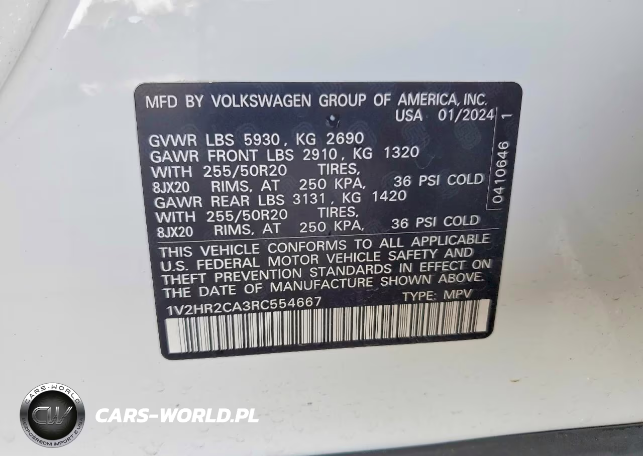 2024 Volkswagen Atlas Se VIN:1V2HR2CA3RC554667 - 12