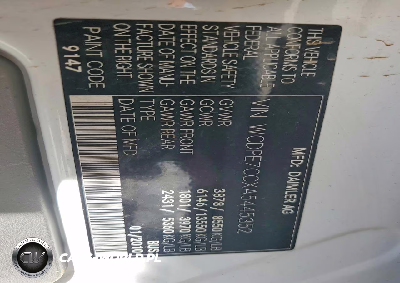 2010 Freightliner Sprinter 2500 VIN:WCDPE7CCXA5445352 - 13
