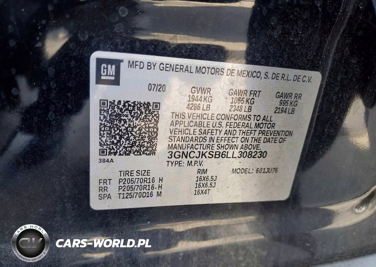 2020 Chevrolet Trax Ls VIN:3GNCJKSB6LL308230 - 14