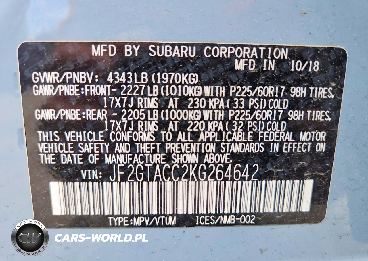2019 Subaru Crosstrek Premium VIN:JF2GTACC2KG264642 - 14