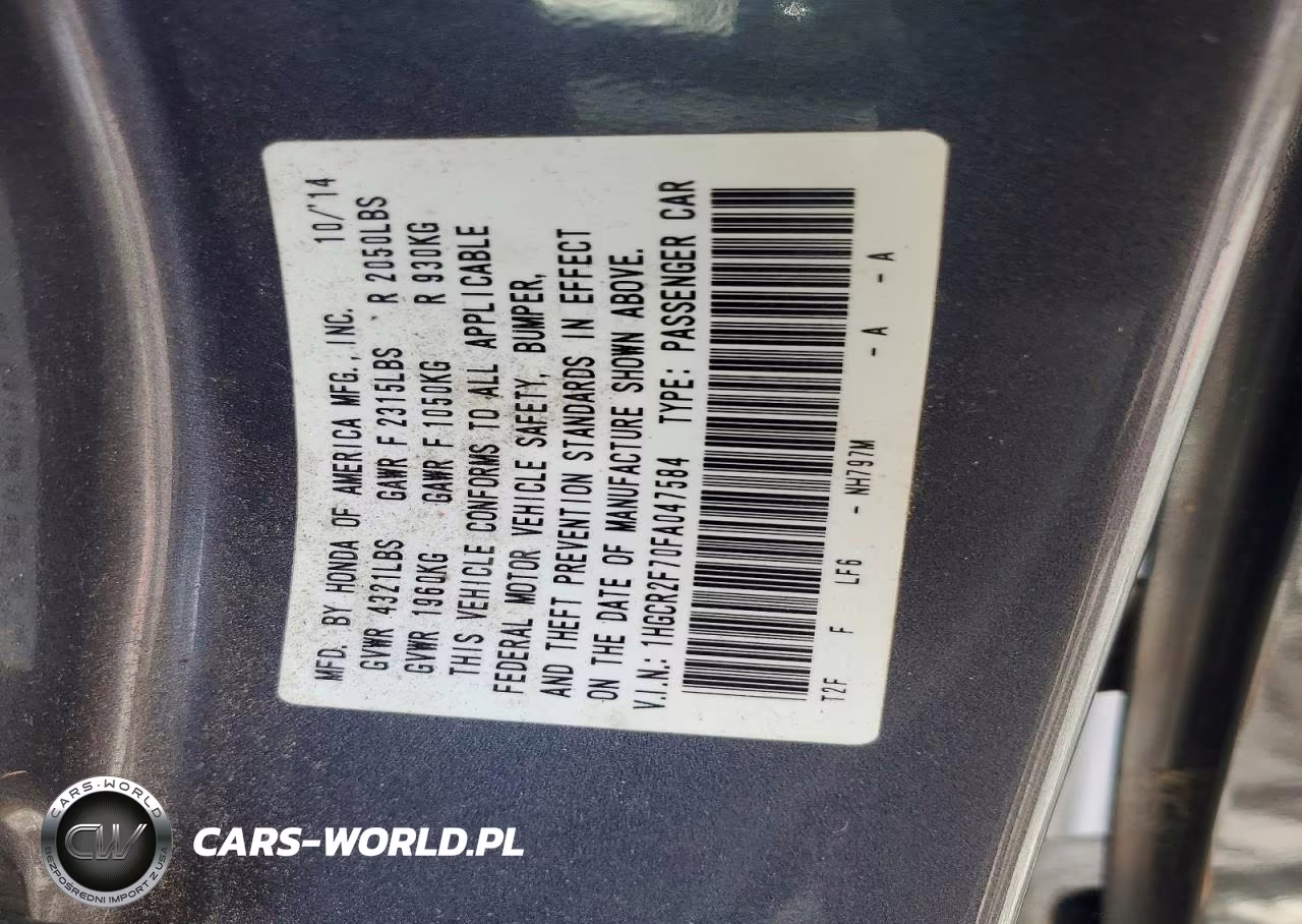 2015 Honda Accord Ex VIN:1HGCR2F70FA047584 - 12