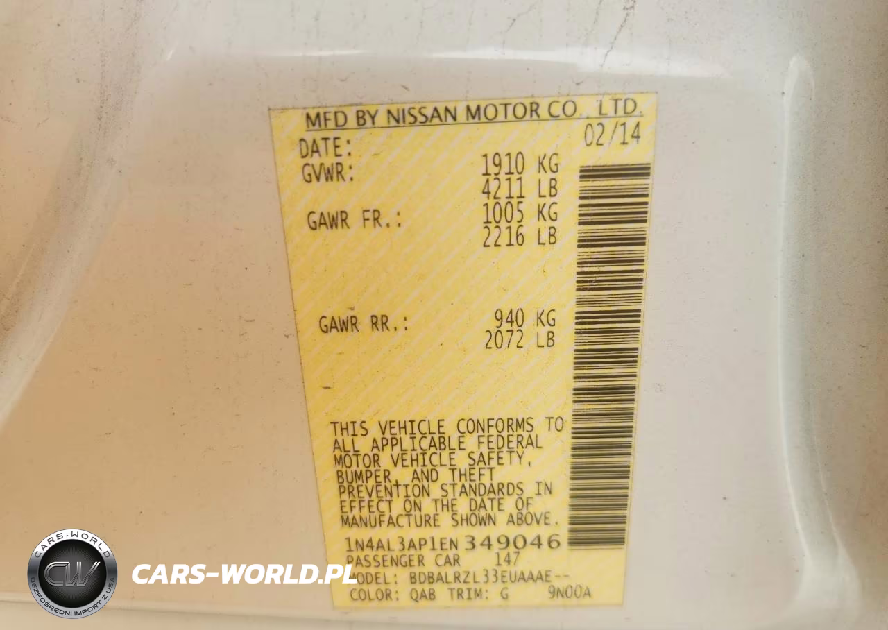 2014 Nissan Altima 2.5 S VIN:1N4AL3AP1EN349046 - 12