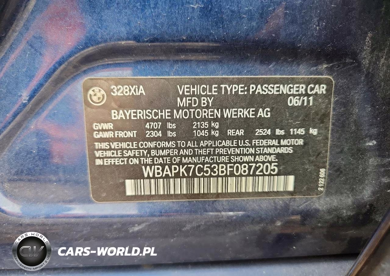 2011 BMW 328 Xi VIN:WBAPK7C53BF087205 - 12