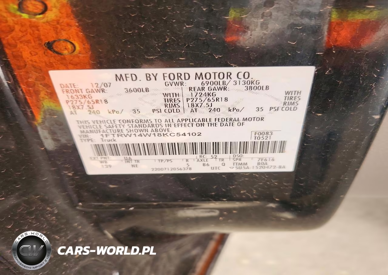 2008 Ford F150 Supercrew VIN:1FTRW14W18KC54102 - 12