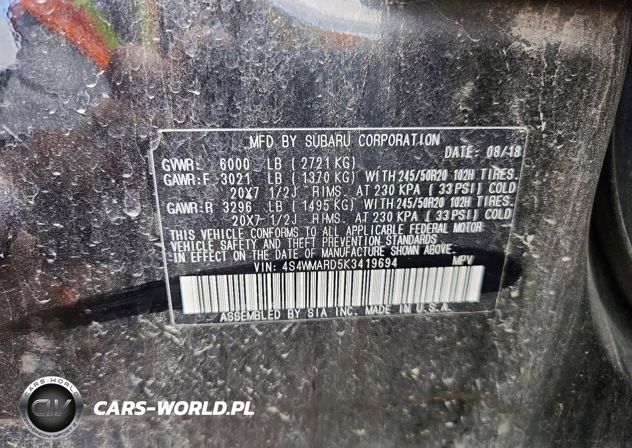 2019 Subaru Ascent Touring VIN:4S4WMARD5K3419694 - 14
