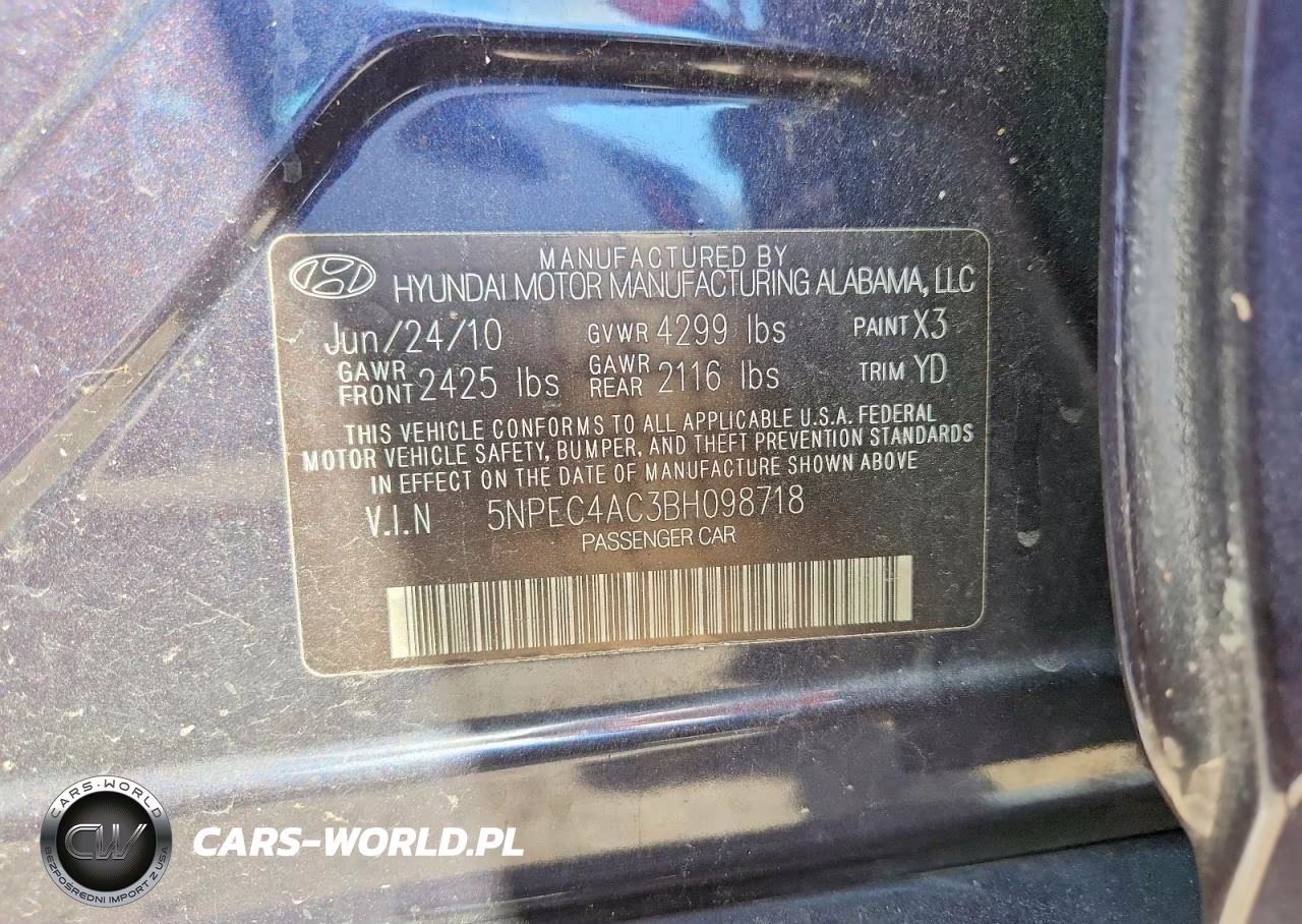 2011 Hyundai Sonata Limited VIN:5NPEC4AC3BH098718 - 13