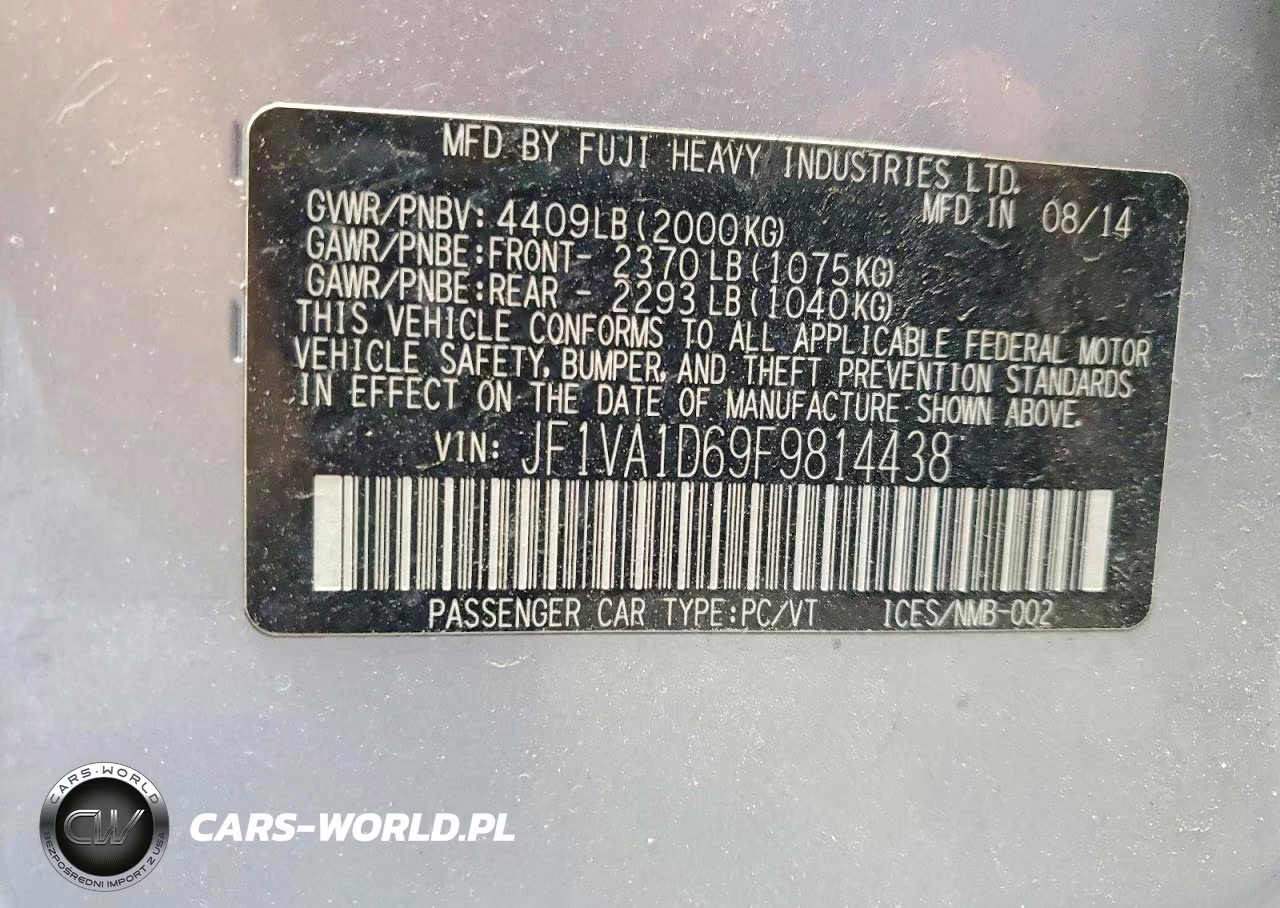 2015 Subaru Wrx Premium VIN:JF1VA1D69F9814438 - 12