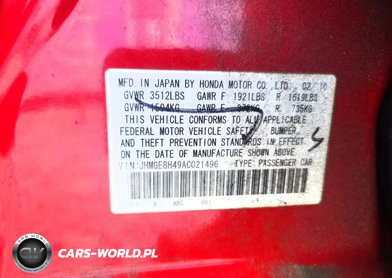 2010 Honda Fit Sport VIN:JHMGE8H49AC021496 - 13