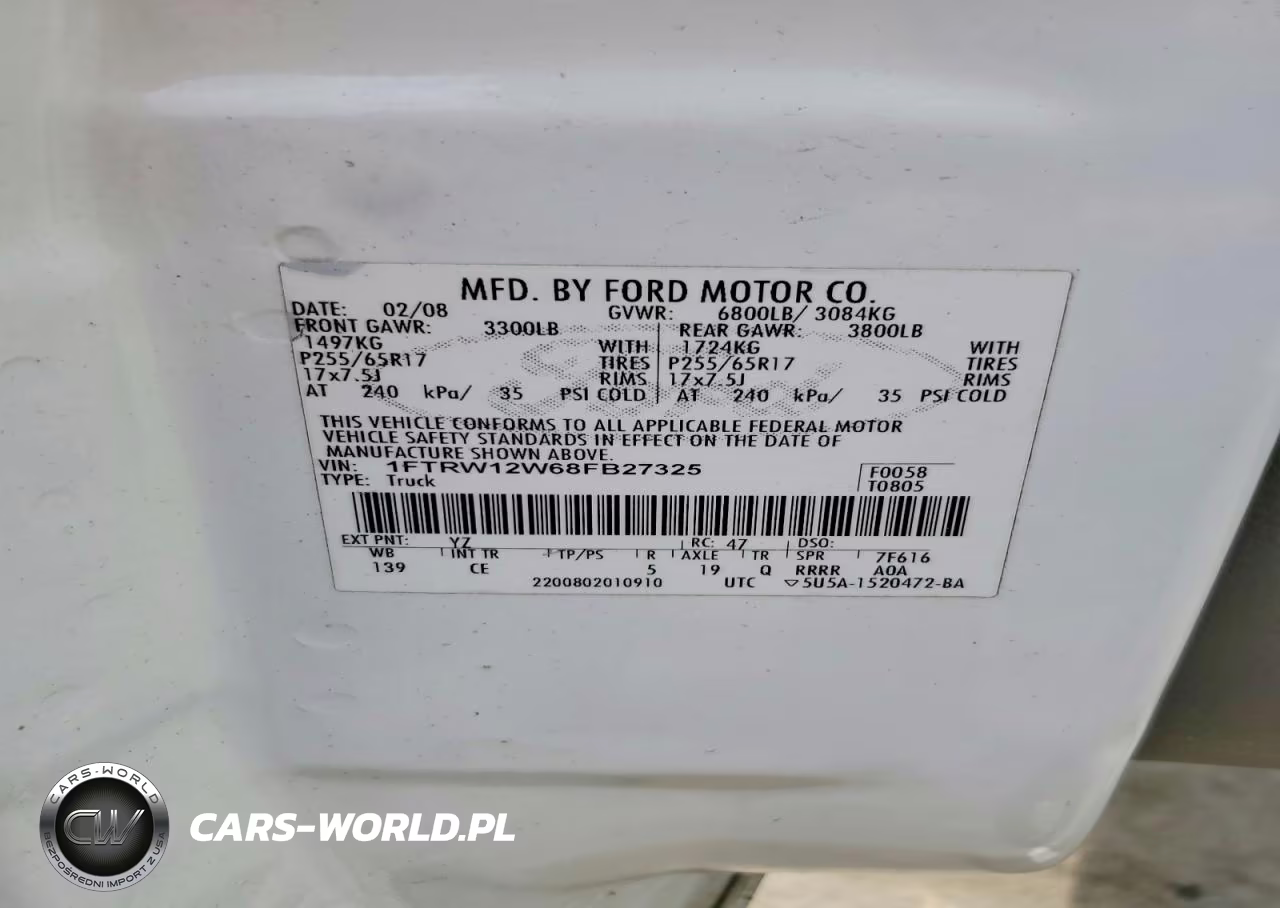 2008 Ford F150 Supercrew VIN:1FTRW12W68FB27325 - 12